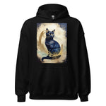 Black cat hoodie with golden aura artwork – Classic Collection